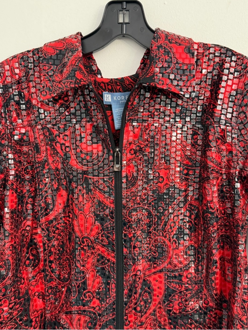 Koret Red and Black Paisley Zip Front Evening Jacket - Picture 2 of 10